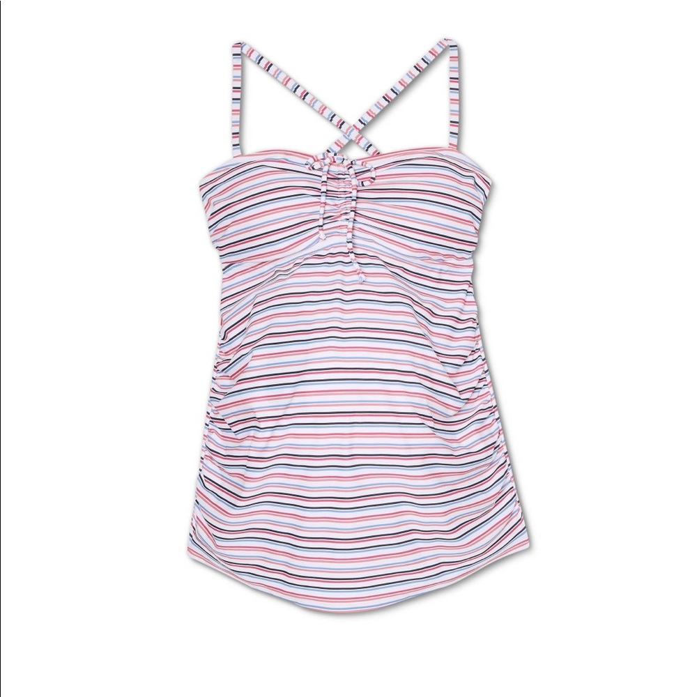 Isabel Maternity swim top size small EUC. Pink, blue, orange, white stripe.